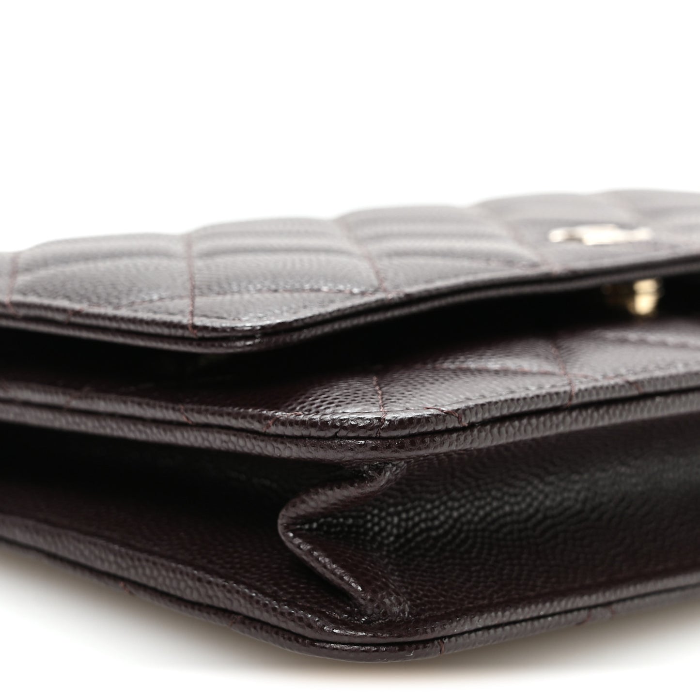 Caviar Quilted Wallet on Chain WOC Dark Brown