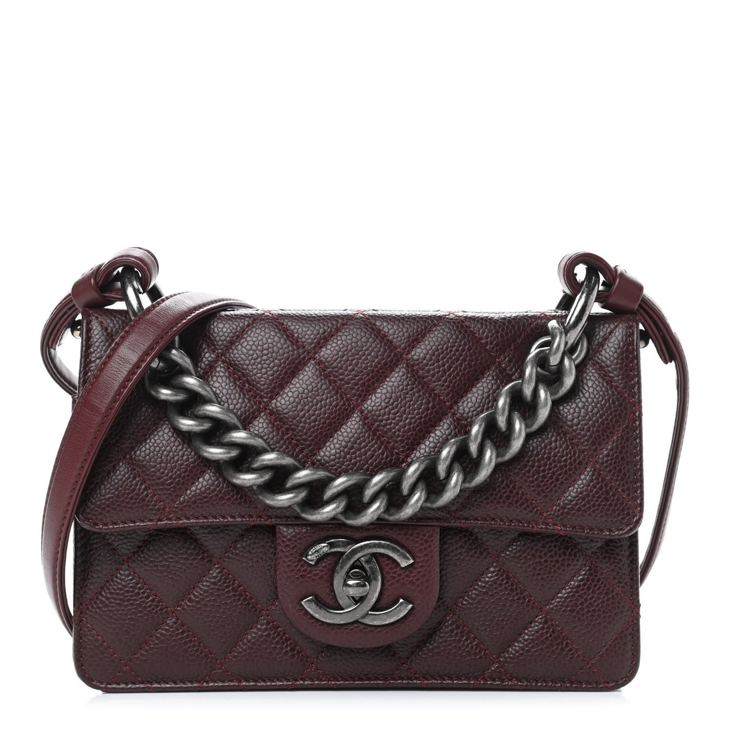 Caviar Quilted Small Retro Class Flap Burgundy