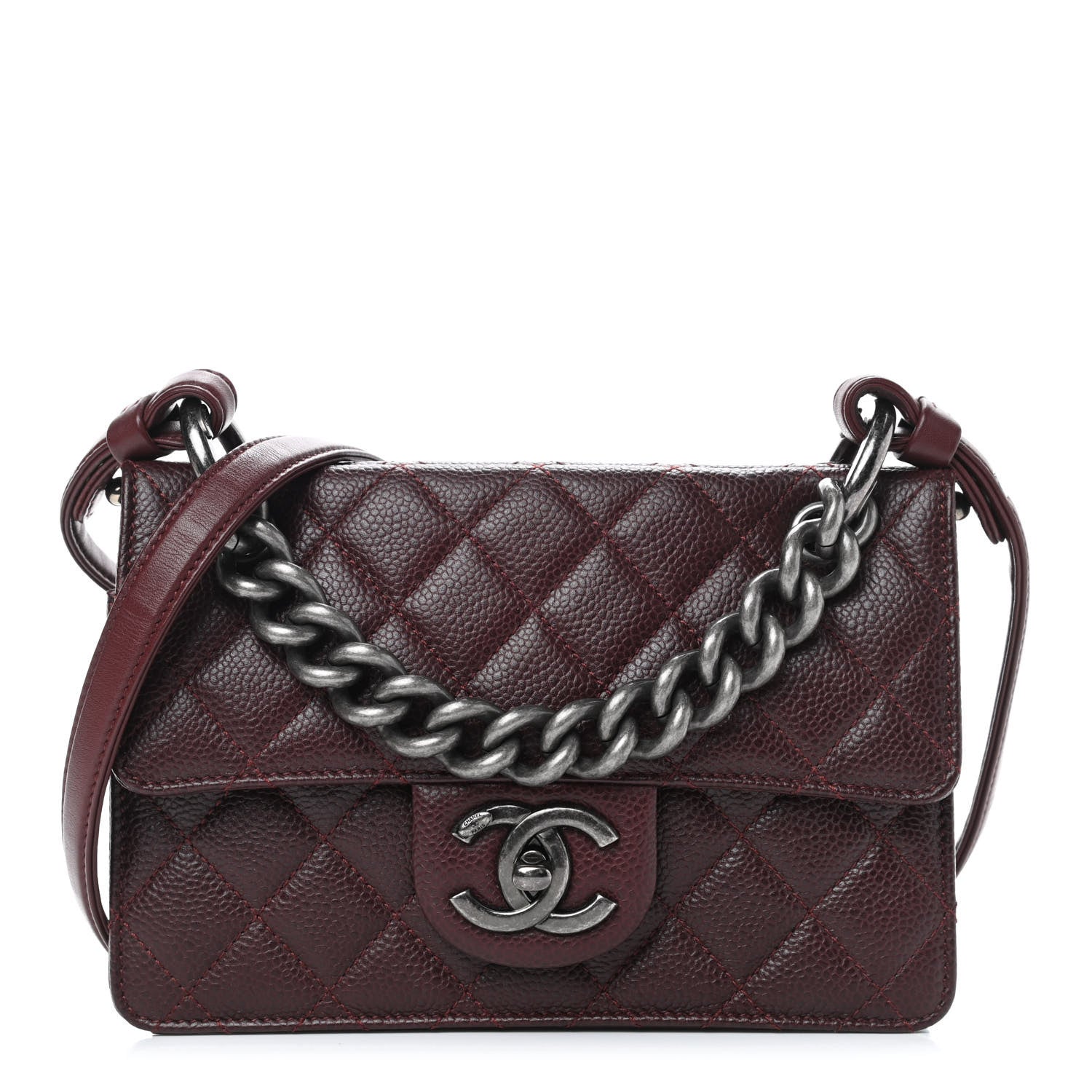Chanel Caviar Quilted Small Retro Class Flap Burgundy 1 of 8