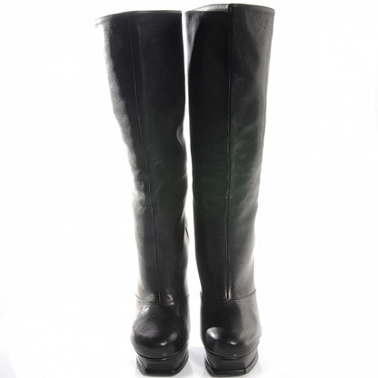 Saint Laurent SAINT LAURANT Calfskin Tribute Platform Knee High Boots 40 Black 2 of 8