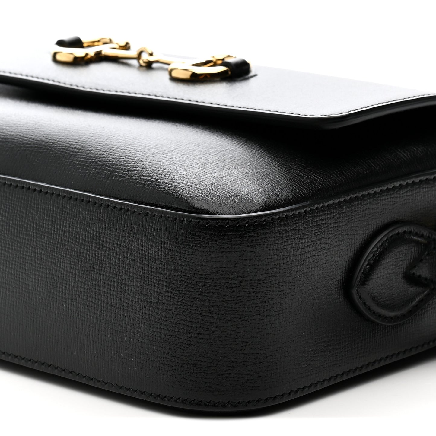 Textured Calfskin Small Horsebit 1955 Shoulder Bag Black