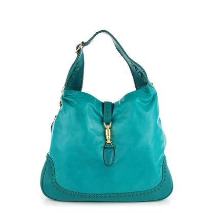 Gucci Calfskin Large New Jackie Shoulder Bag Teal 1 of 9