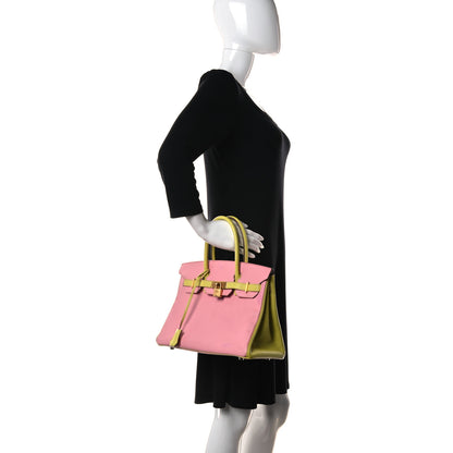 Hermes Chevre Mysore Horseshoe Birkin 30 Rose Confetti Soufre 2 of 47