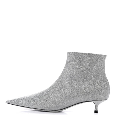 Balenciaga Calfskin Glitter Short 40mm Extreme Pointed Toe Knife Booties 36 Silver Hardware 1 of 12
