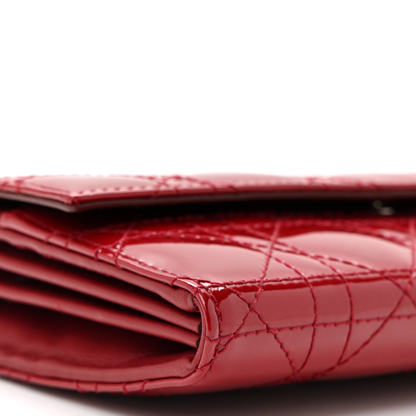 Patent Cannage Lady Dior Rendezvous Wallet On Chain Rouge Ceris