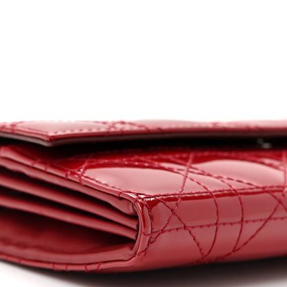 Christian Dior Patent Cannage Lady Dior Rendezvous Wallet On Chain Rouge Ceris 9 of 10