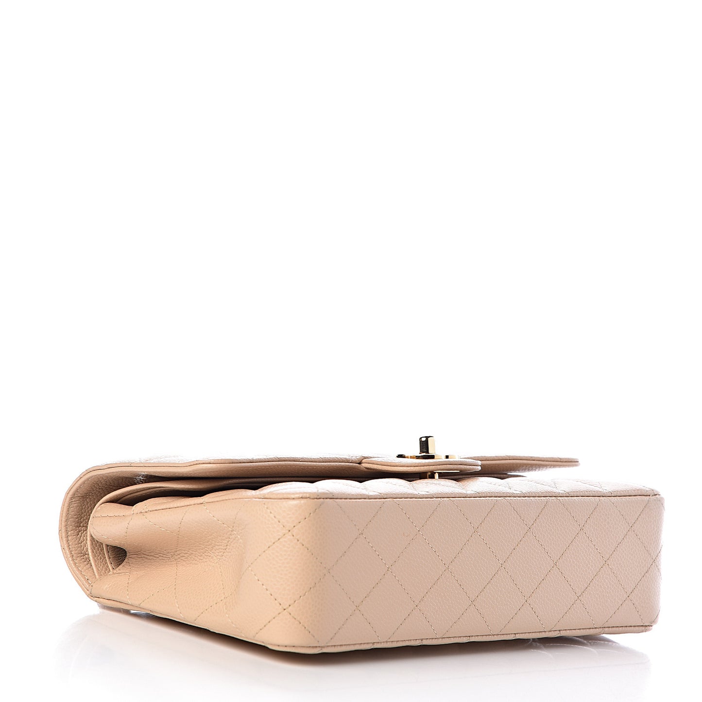 Caviar Quilted Medium Double Flap Beige Clair