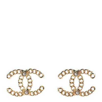 Chanel Chain Pearl CC Earrings Gold 1 of 5