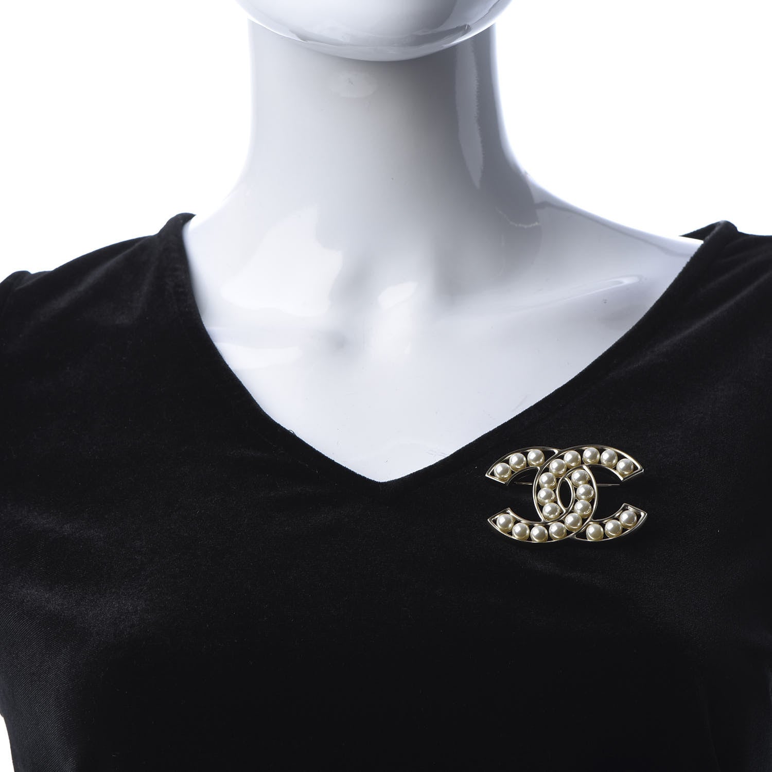 Chanel Pearl CC Brooch Light Gold 2 of 5