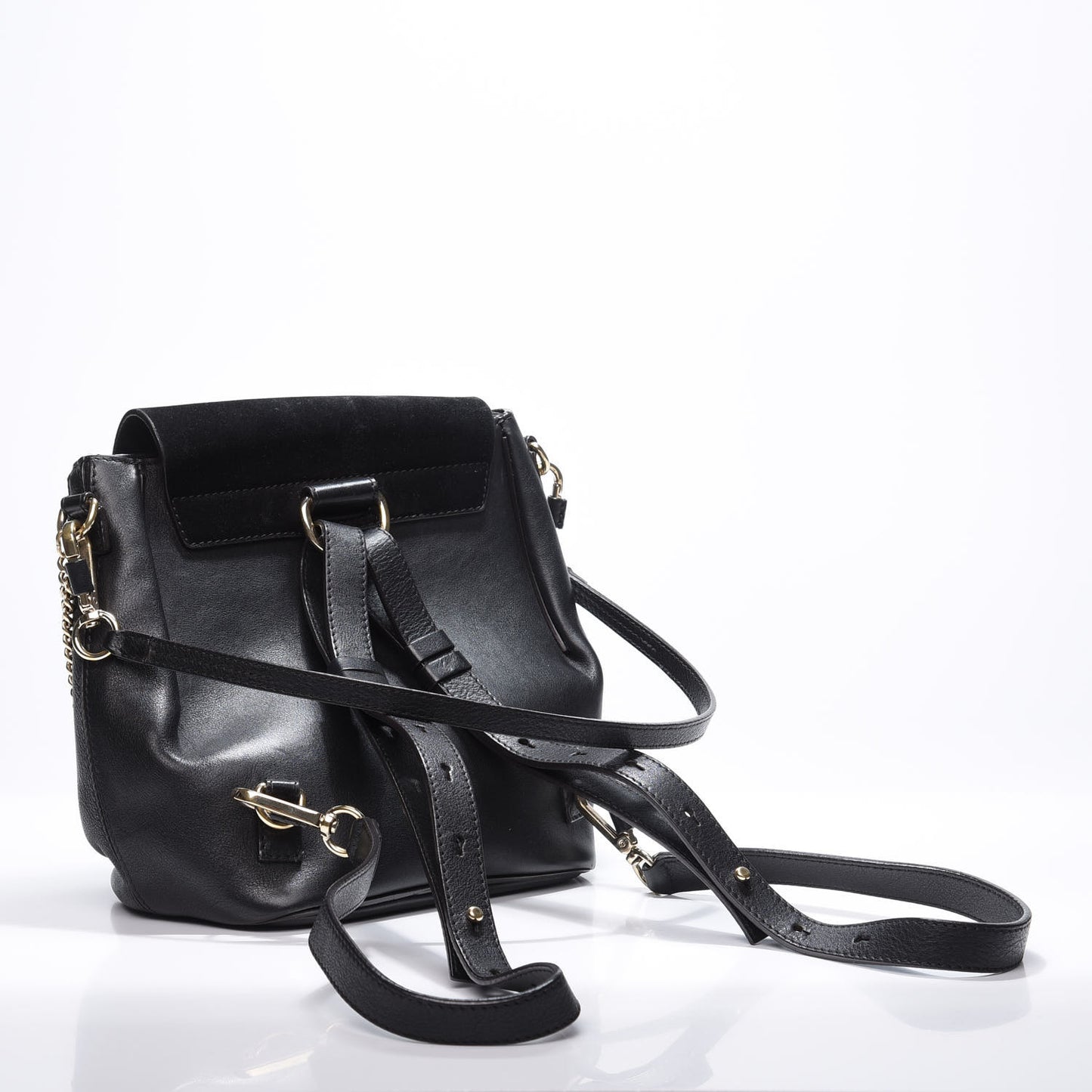 Suede Calfskin Small Faye Backpack Black