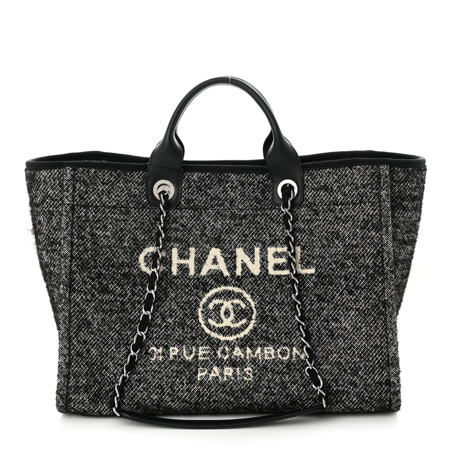 Mixed Fibers Calfskin Medium Deauville Tote Black
