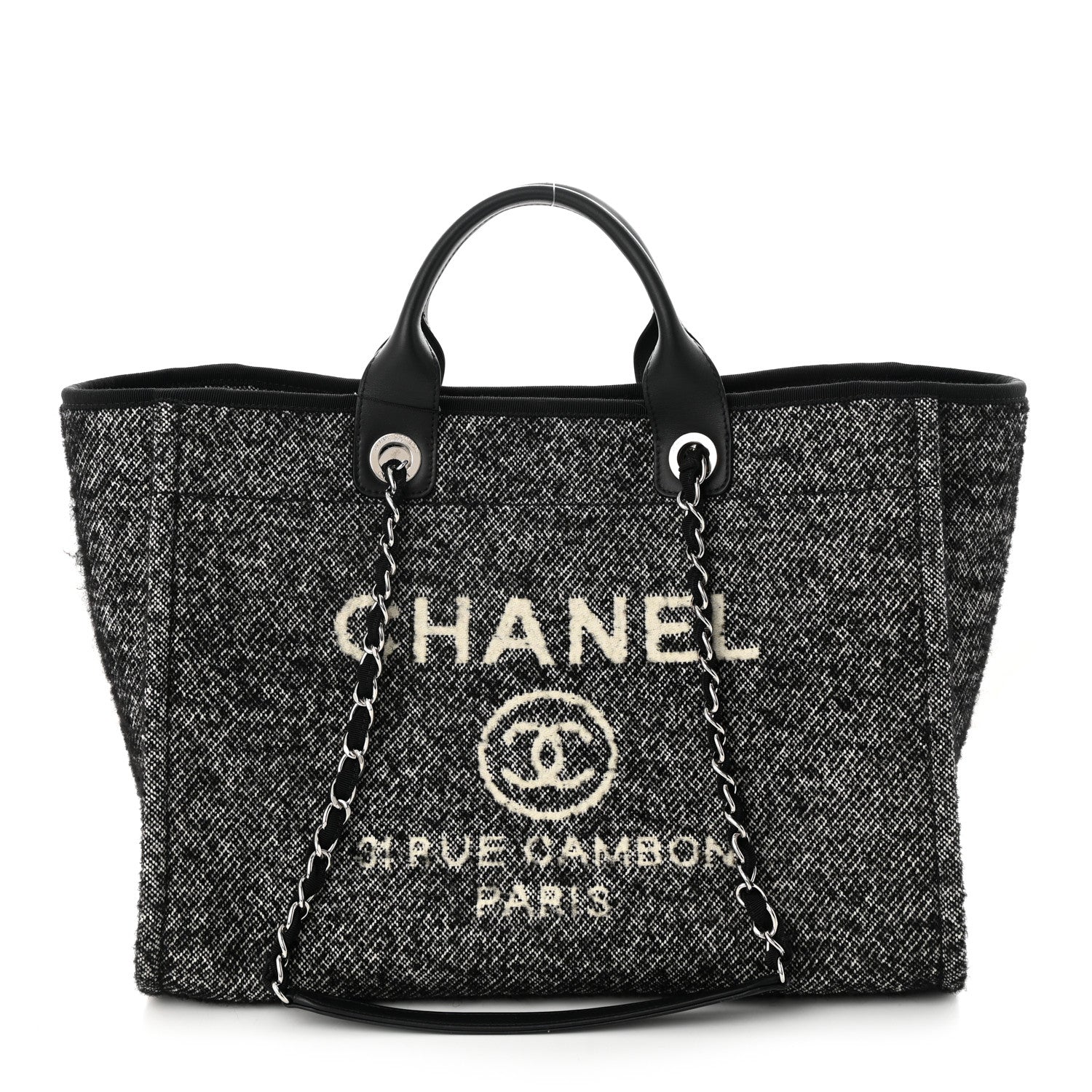 Chanel Mixed Fibers Calfskin Medium Deauville Tote Black 1 of 12