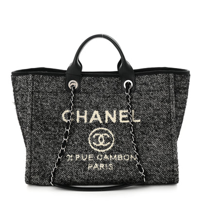 Chanel Mixed Fibers Calfskin Medium Deauville Tote Black 1 of 12