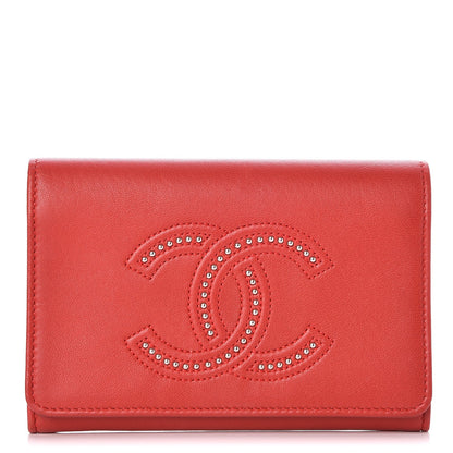 Chanel Lambskin Studded Timeless CC Small Flap Wallet Red 1 of 9