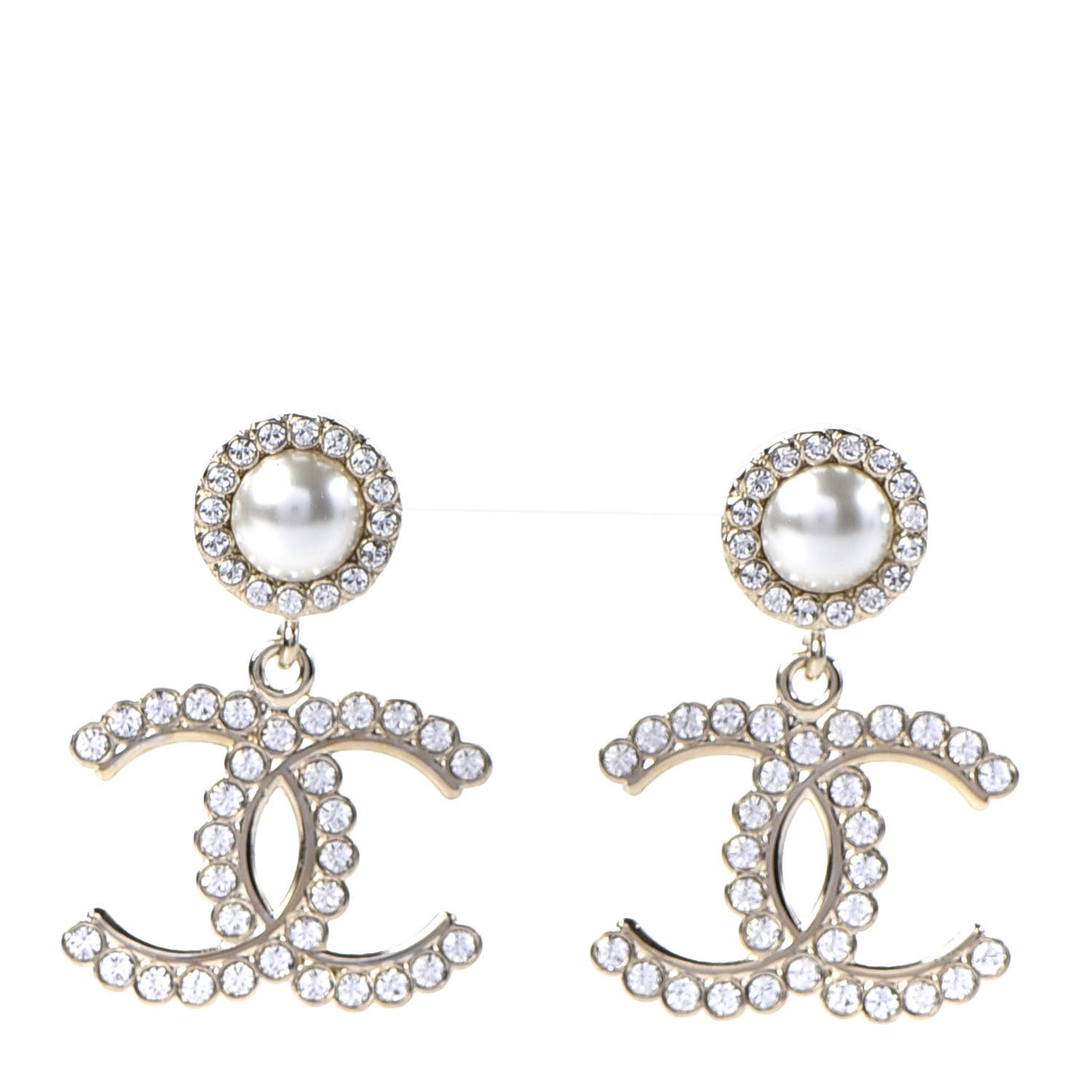 Crystal Pearl Bow-tiful CC Drop Earrings Gold