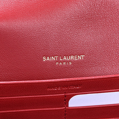 Saint Laurent Lambskin Matelasse Monogram Vicky Chain Wallet Rouge Eros 8 of 10