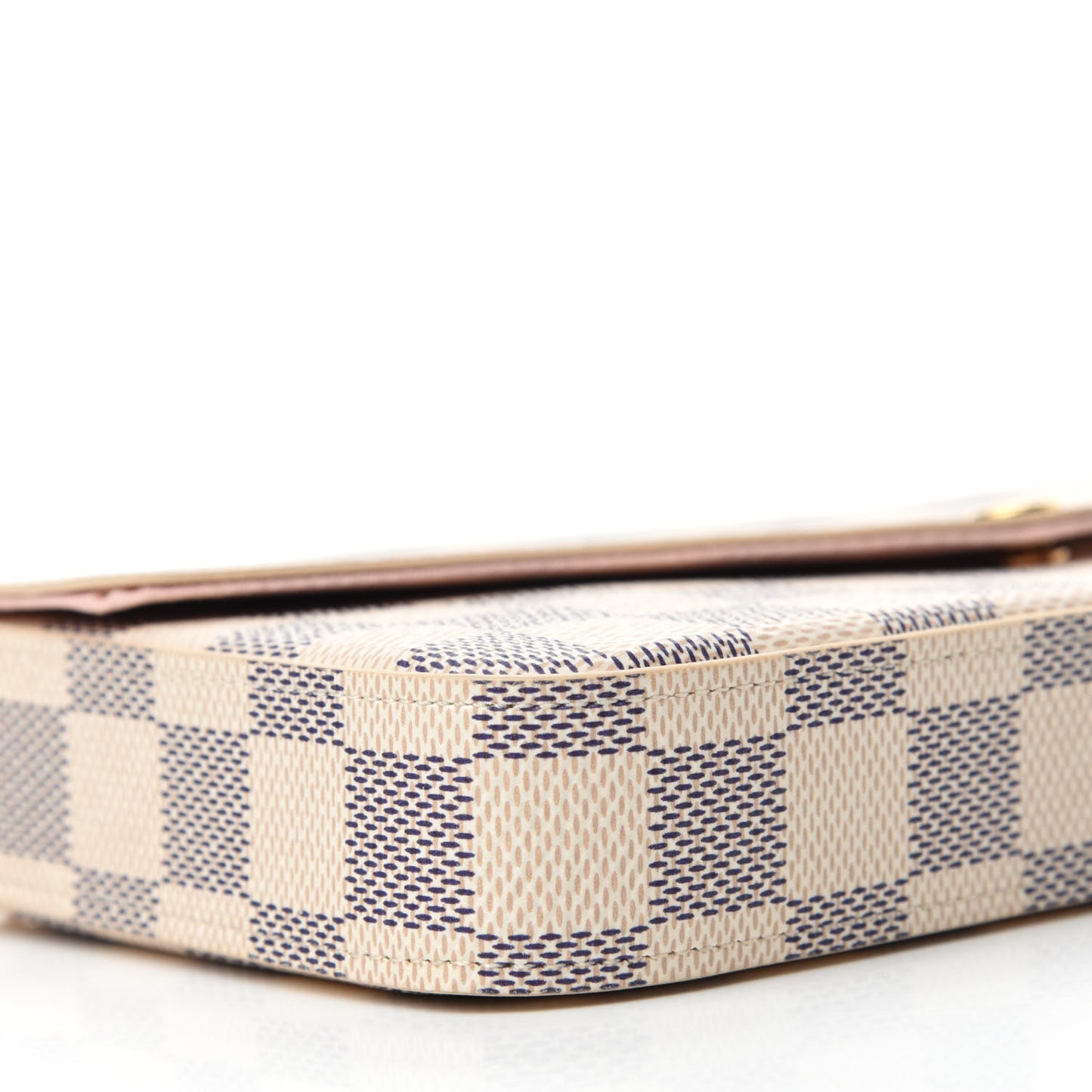 Damier Azur Pochette Felicie Chain Wallet Rose Ballerine