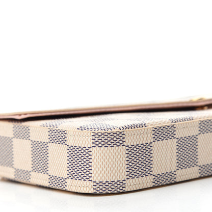 Louis Vuitton Damier Azur Pochette Felicie Chain Wallet Rose Ballerine 6 of 12