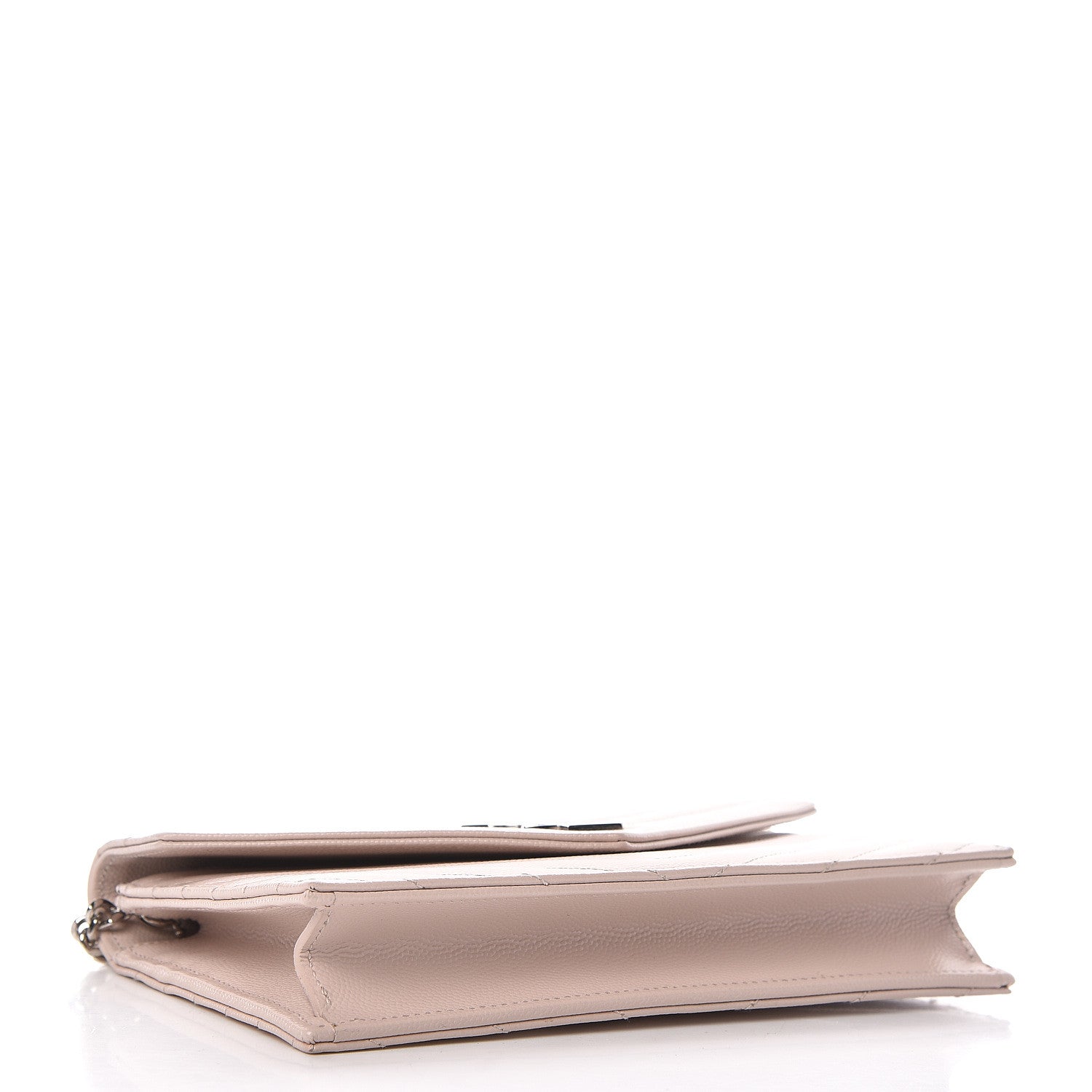 Saint Laurent Grain De Poudre Matelasse Chevron Monogram Envelope Chain Wallet Marble Pink 4 of 11