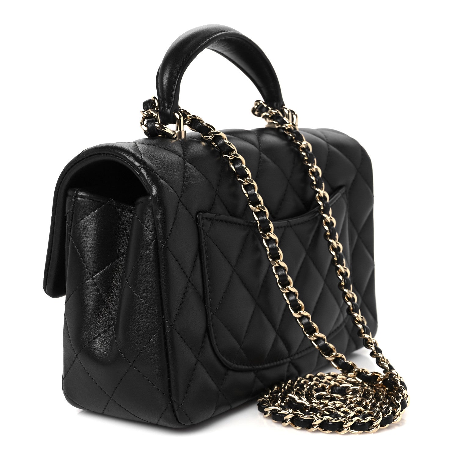 Chanel Lambskin Quilted Mini Top Handle Rectangular Flap Black 2 of 11