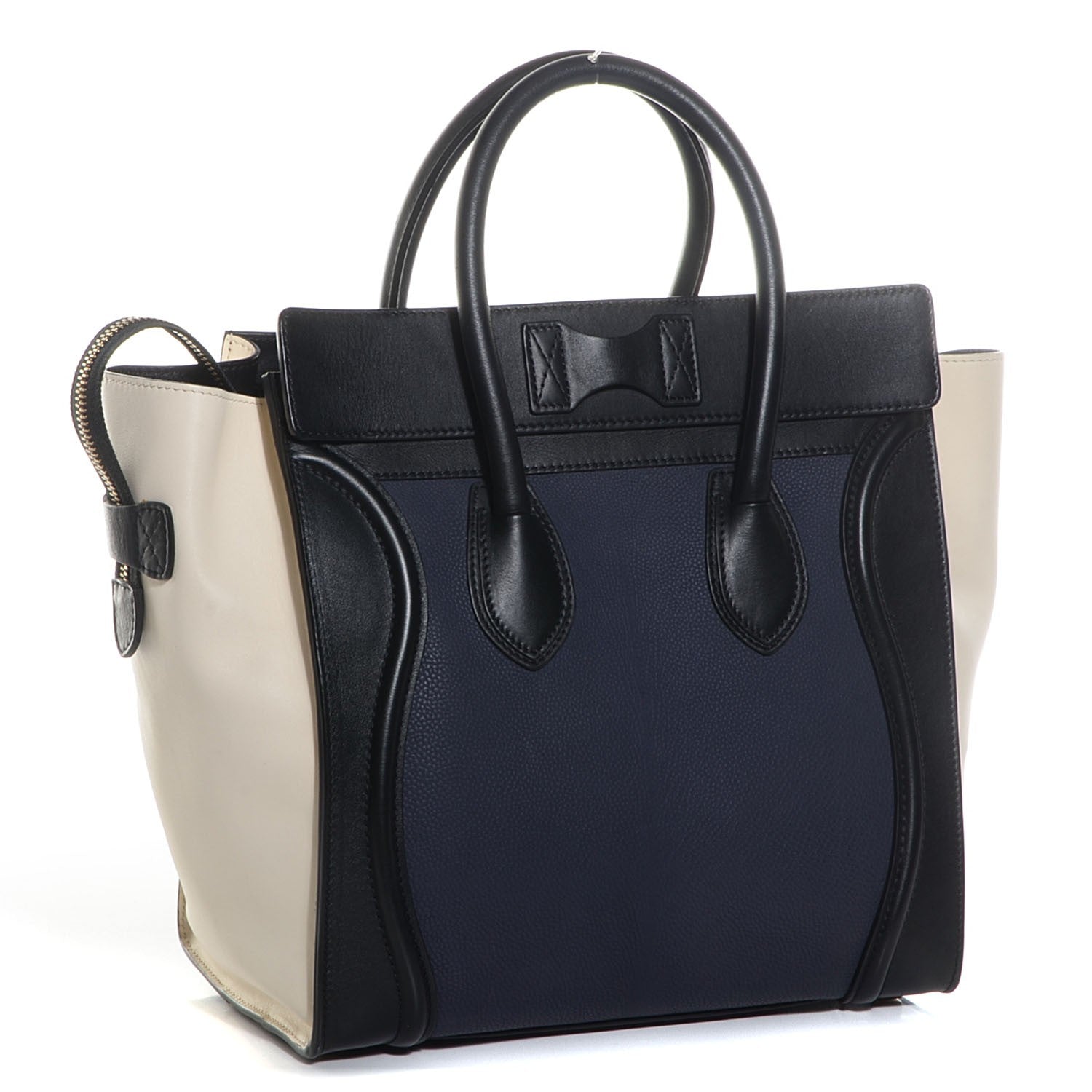 Celine Velluto Calfskin Mini Tri-Color Luggage Navy 3 of 8