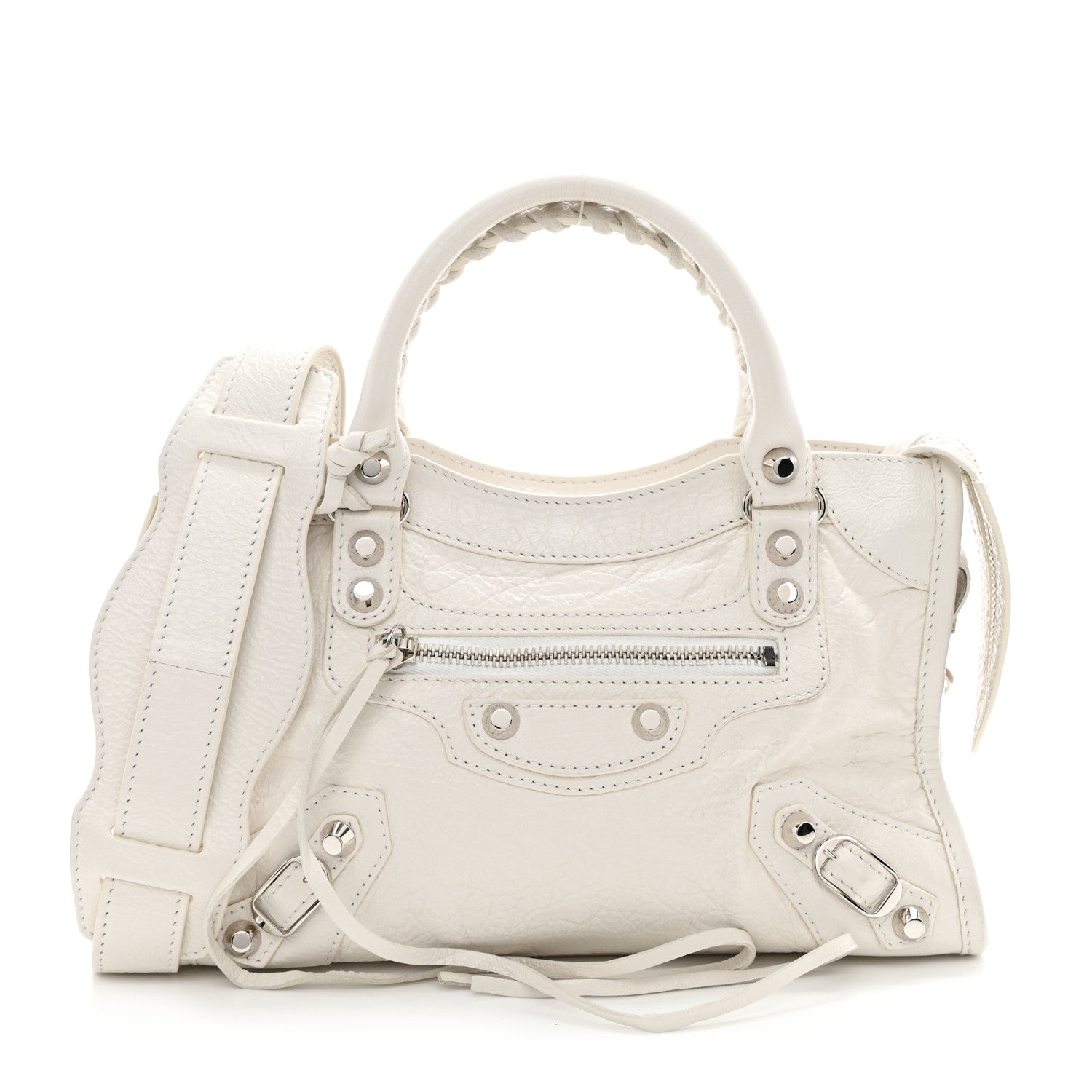 Balenciaga Agneau Classic Silver Hardware Mini City Beige White 3 of 9