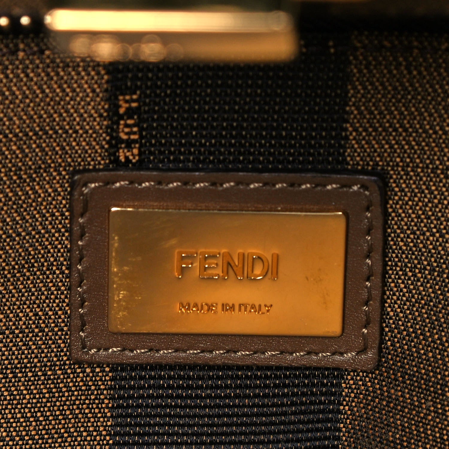 Fendi Vitello Morgan Fabric Jacquard Pequin Medium Peekaboo Iconic Satchel Foresta Tobacco Black 5 of 9