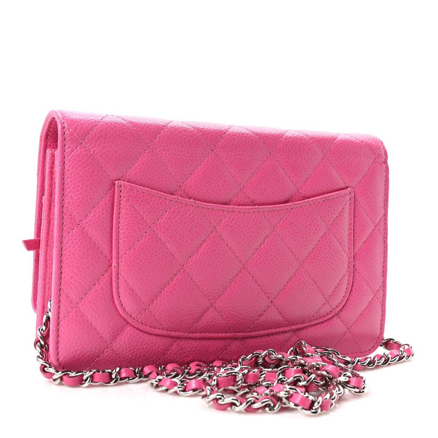 Caviar Quilted Wallet on Chain WOC Pink