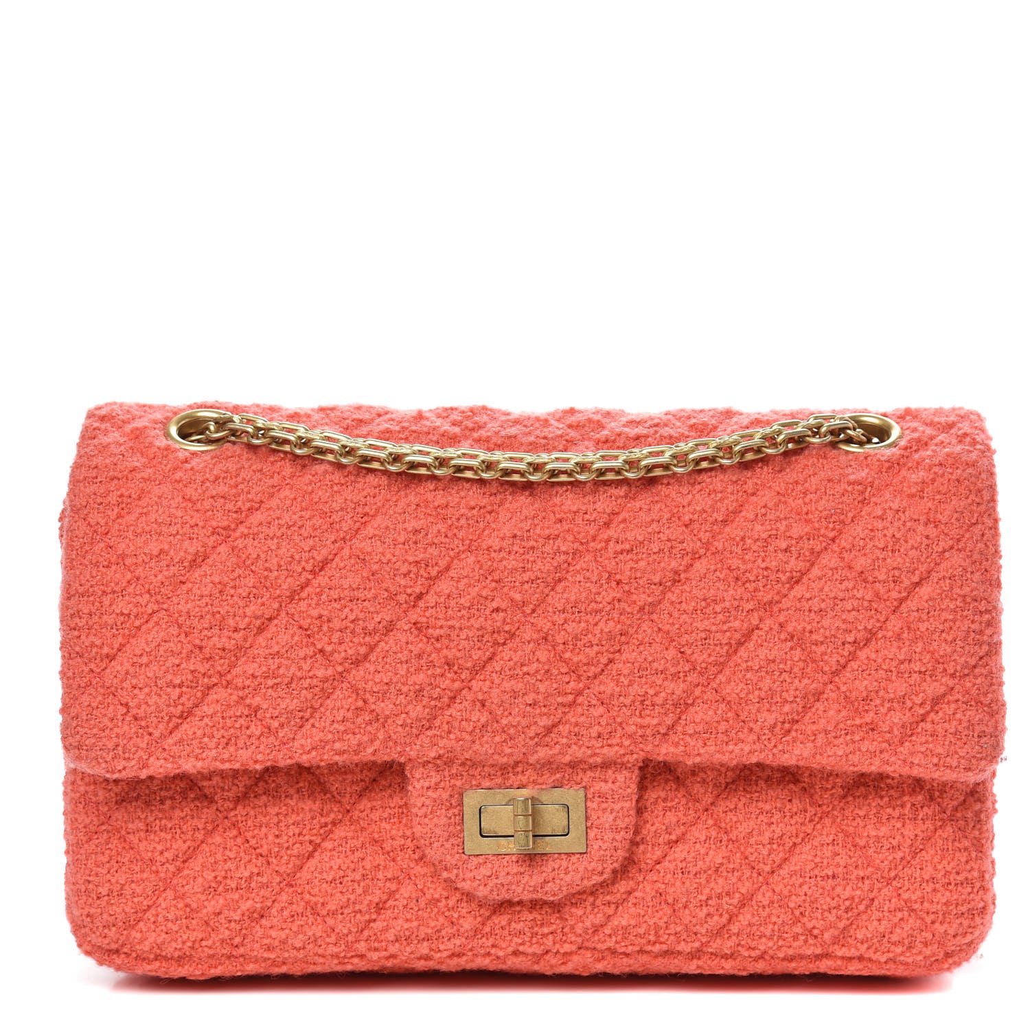 Chanel Wool Tweed Quilted 2.55 Reissue 225 Flap Coral 1 of 12