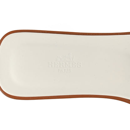 Hermes Box Calfskin Oran Sandals 39.5 White 7 of 9