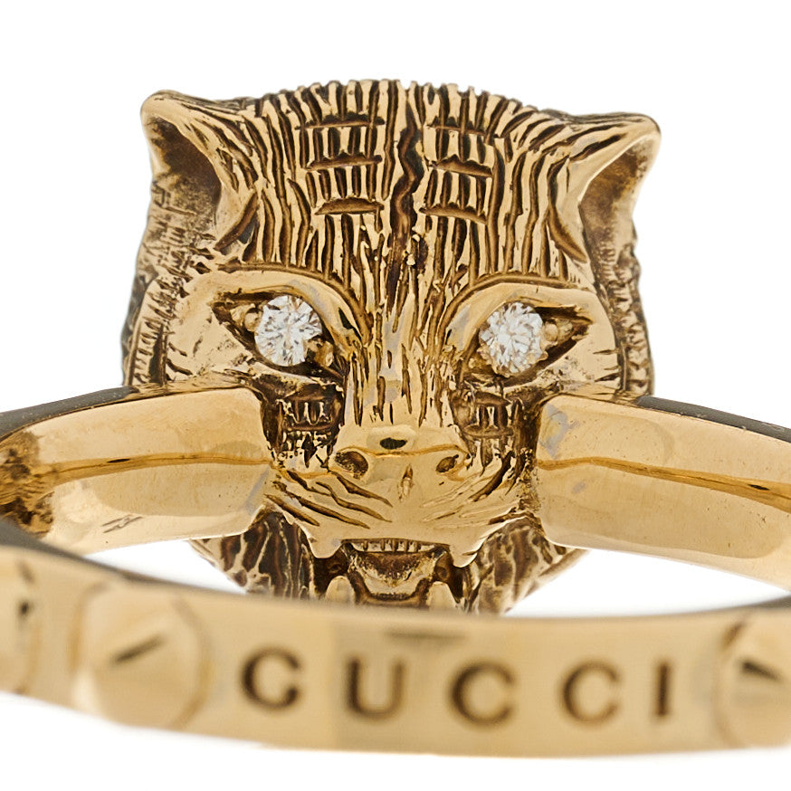 18K Yellow Gold Onyx Diamond Le Marche Des Merveilles Feline Ring 49 4.75