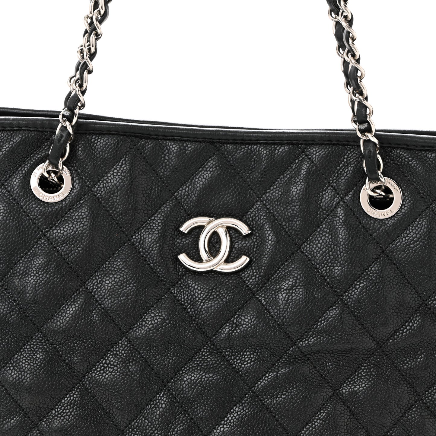 Caviar Quilted French Riviera Tote Black