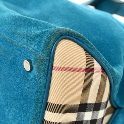 Burberry Suede Classic Check Shoulder Bag Blue 15 of 24