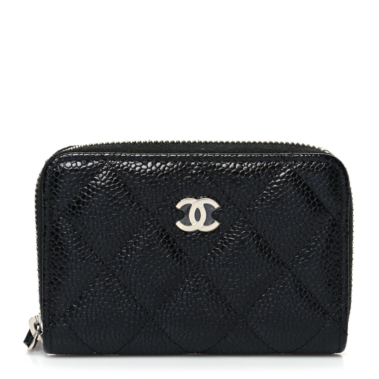 Caviar Quilted Zip Coin Purse Black