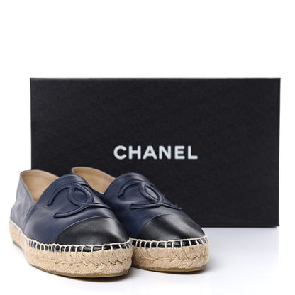 Chanel Lambskin CC Espadrilles 37 Navy Black 9 of 9