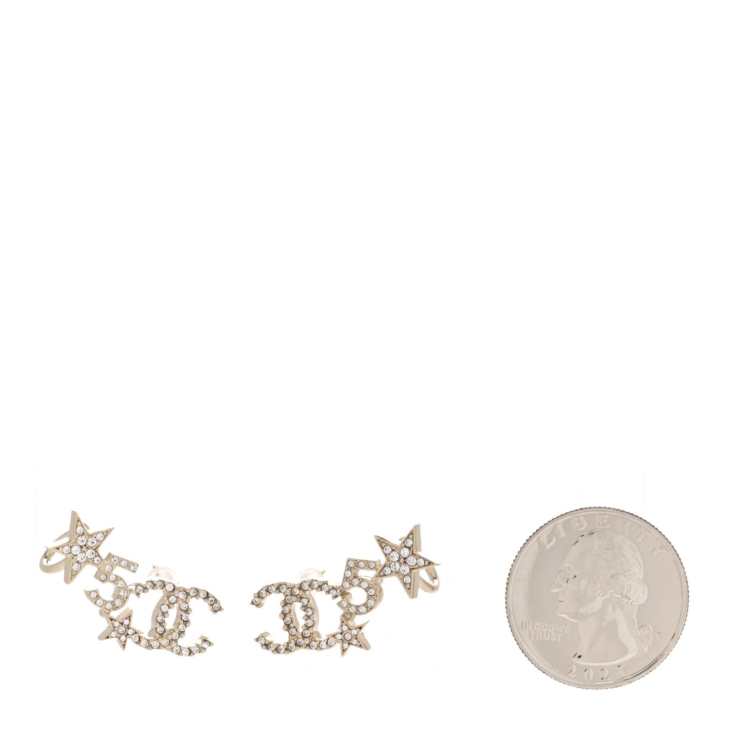 Crystal Star 5 CC Earrings Gold