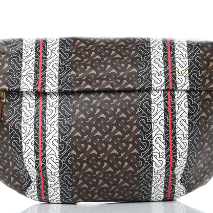 Burberry E-Canvas Monogram Stripe XL Sonny Bum Bag Bridle Brown 8 of 15