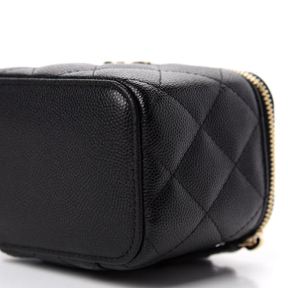 Chanel Caviar Quilted Mini Pearl On Top Vanity Case With Chain Black 7 of 11