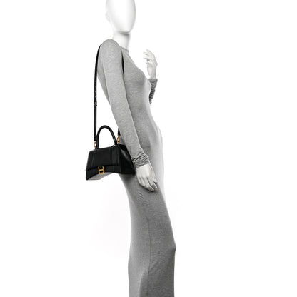 Balenciaga Shiny Box Calfskin Small Hourglass Top Handle Bag Black 2 of 12