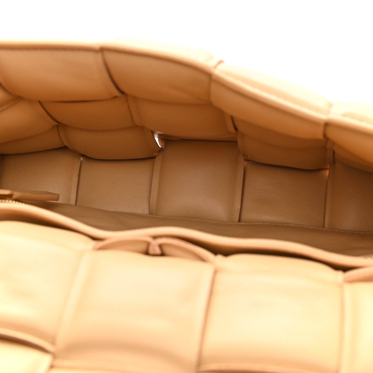 Nappa Maxi Intreccio Padded Cassette Crossbody Bag Almond
