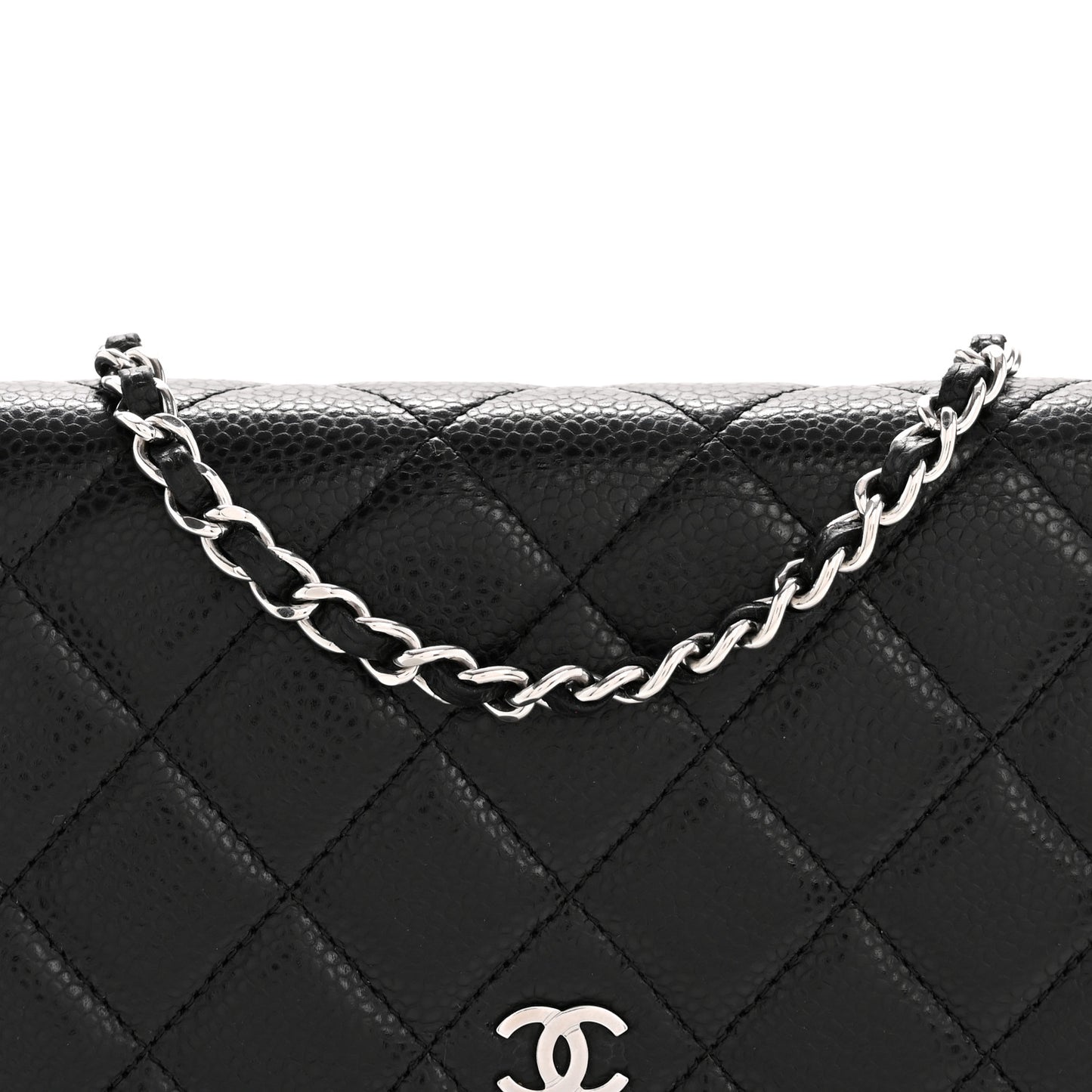 Caviar Quilted Wallet on Chain WOC Black