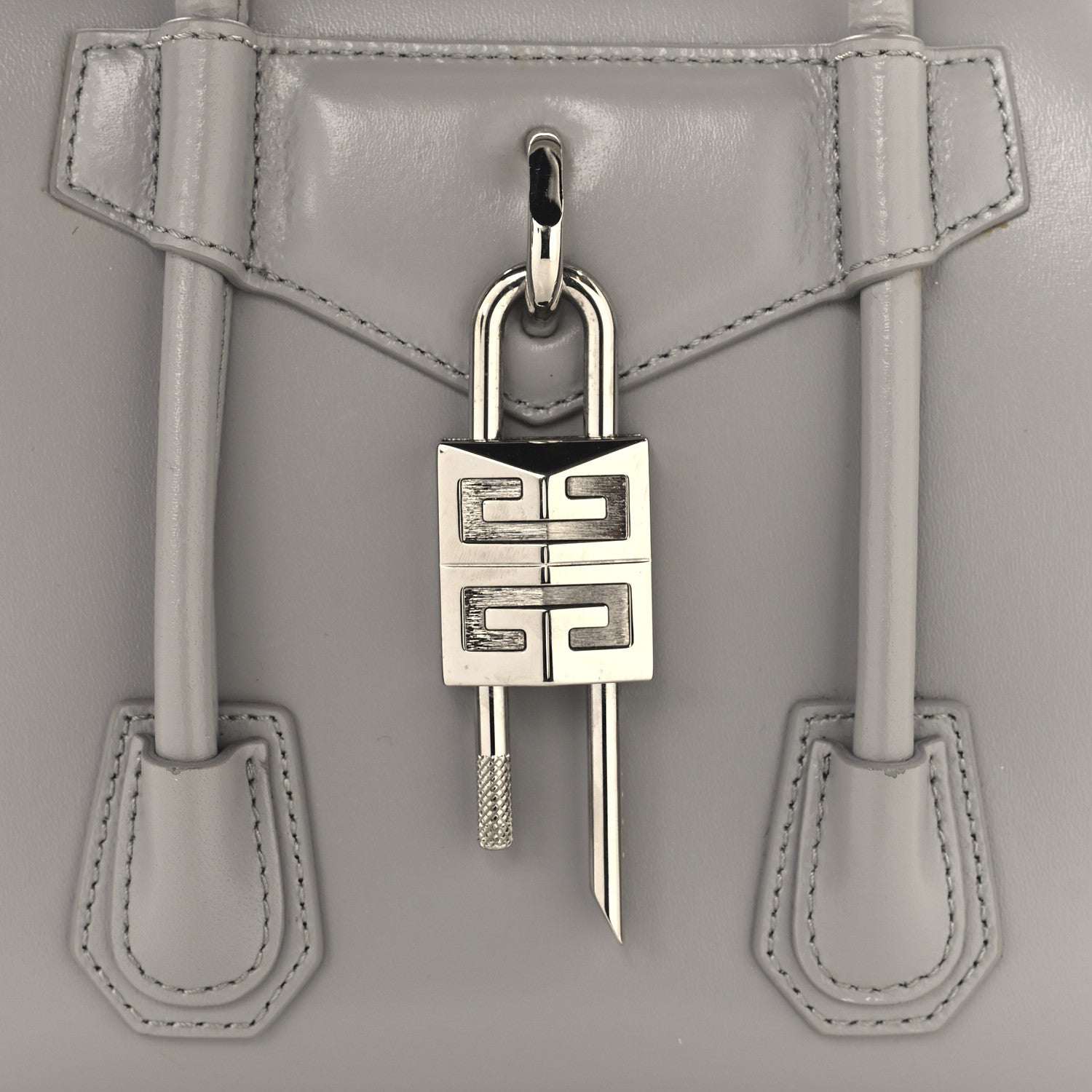 Givenchy Box Calfskin Mini Lock Antigona Shoulder Bag Cloud Grey 8 of 16