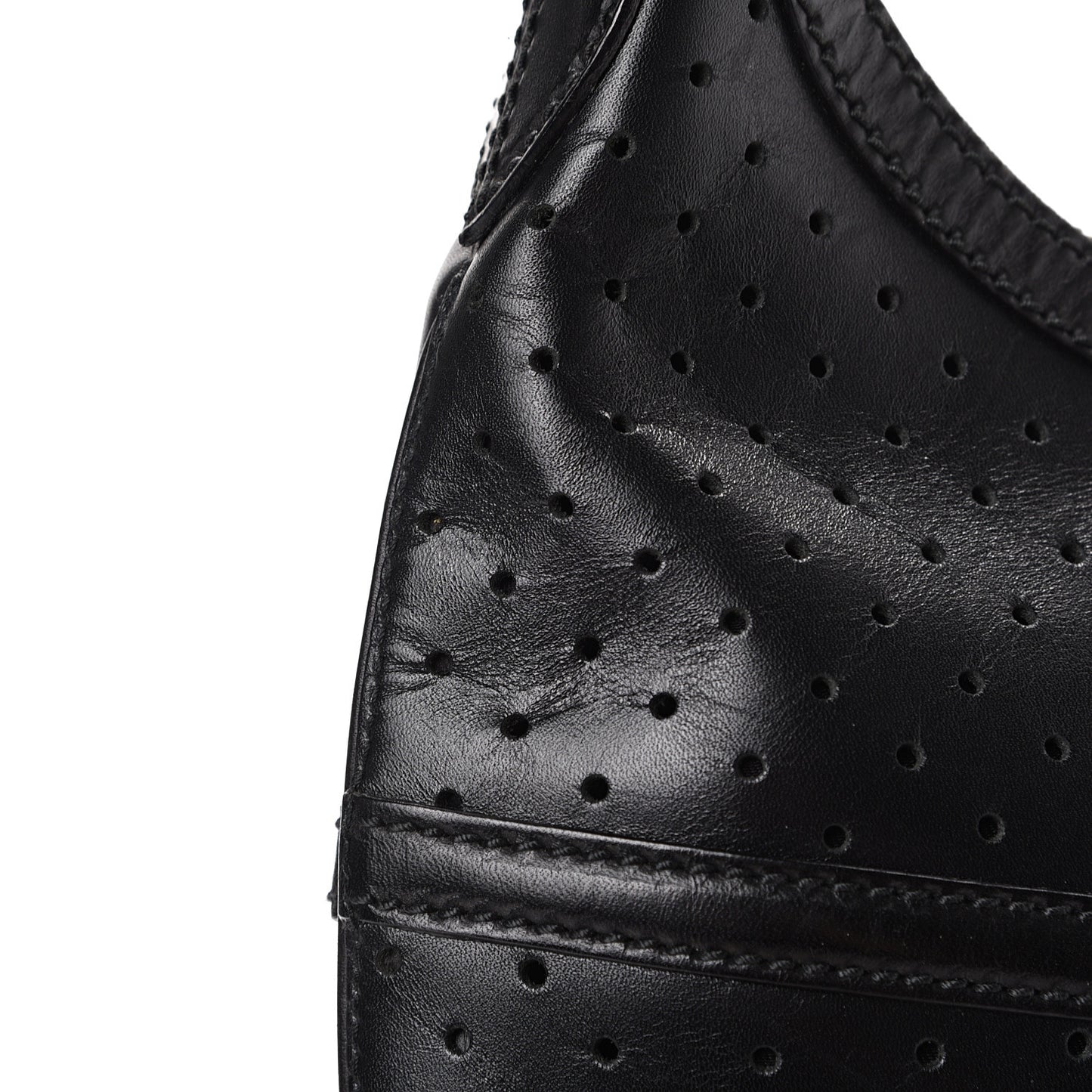 Perforated Calfskin Reins Hobo Black