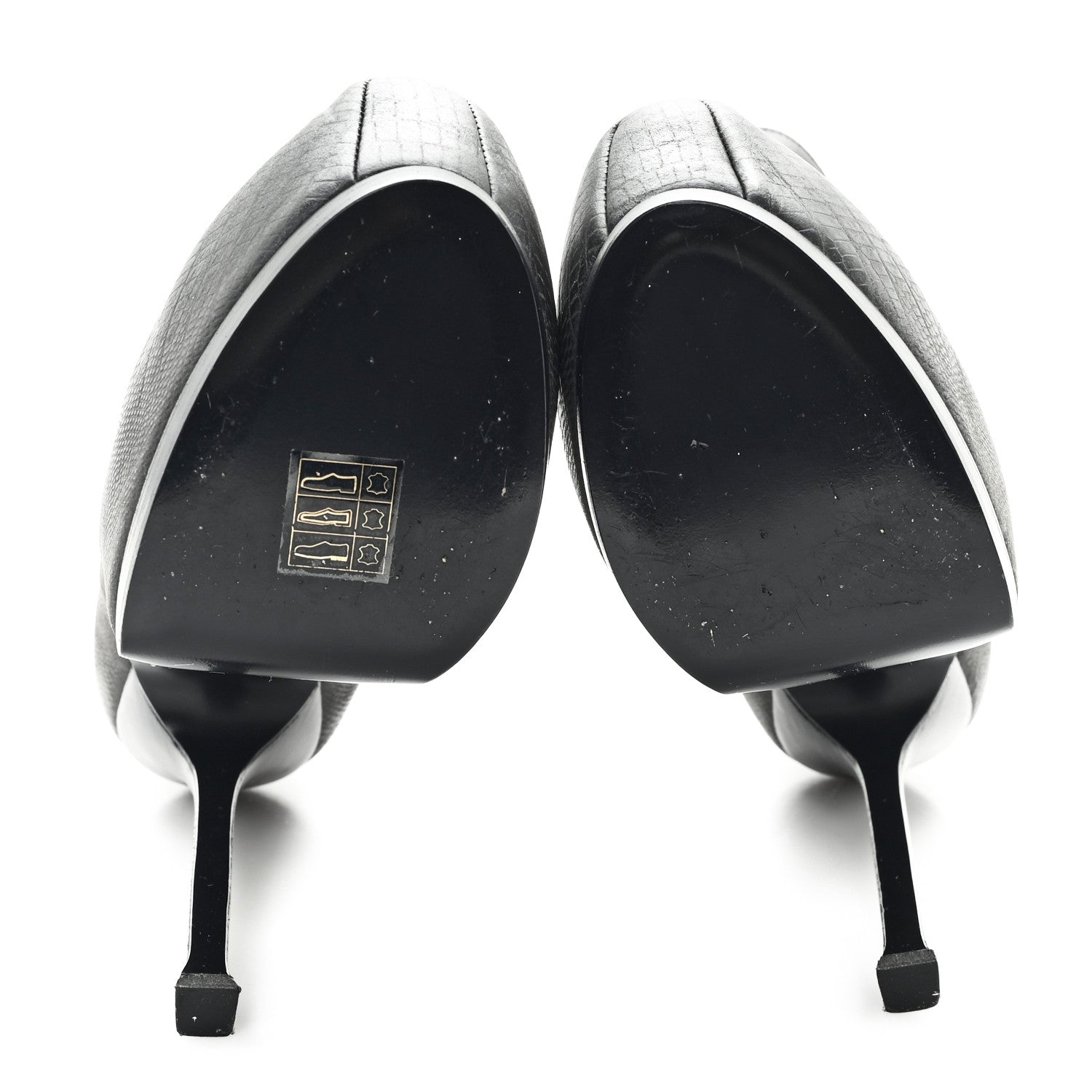 Saint Laurent Calfskin Lizard Embossed Tribtoo 105 Platform Booties 37 Black 6 of 9