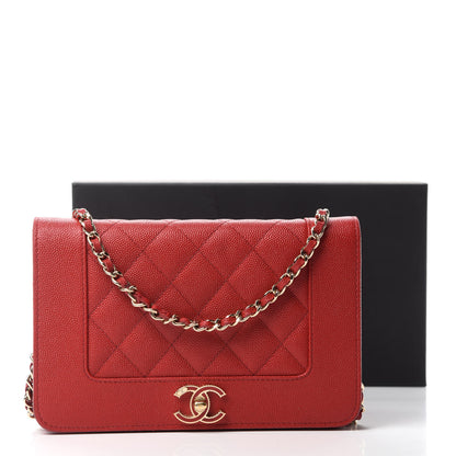 Chanel Caviar Quilted Vintage Mademoiselle Wallet On Chain WOC Red 12 of 12