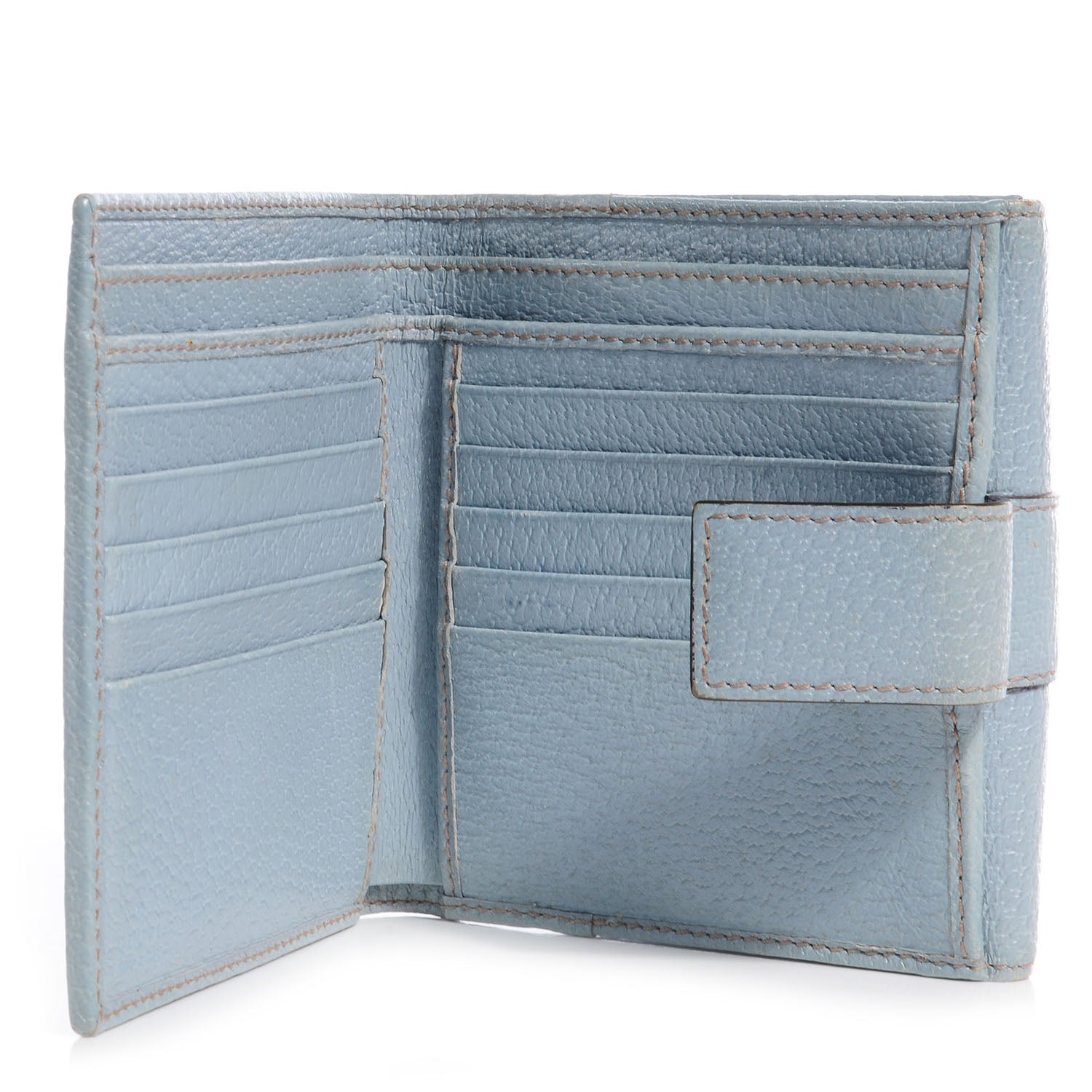 Gucci Leather Bamboo D Ring Compact Wallet Blue 5 of 6