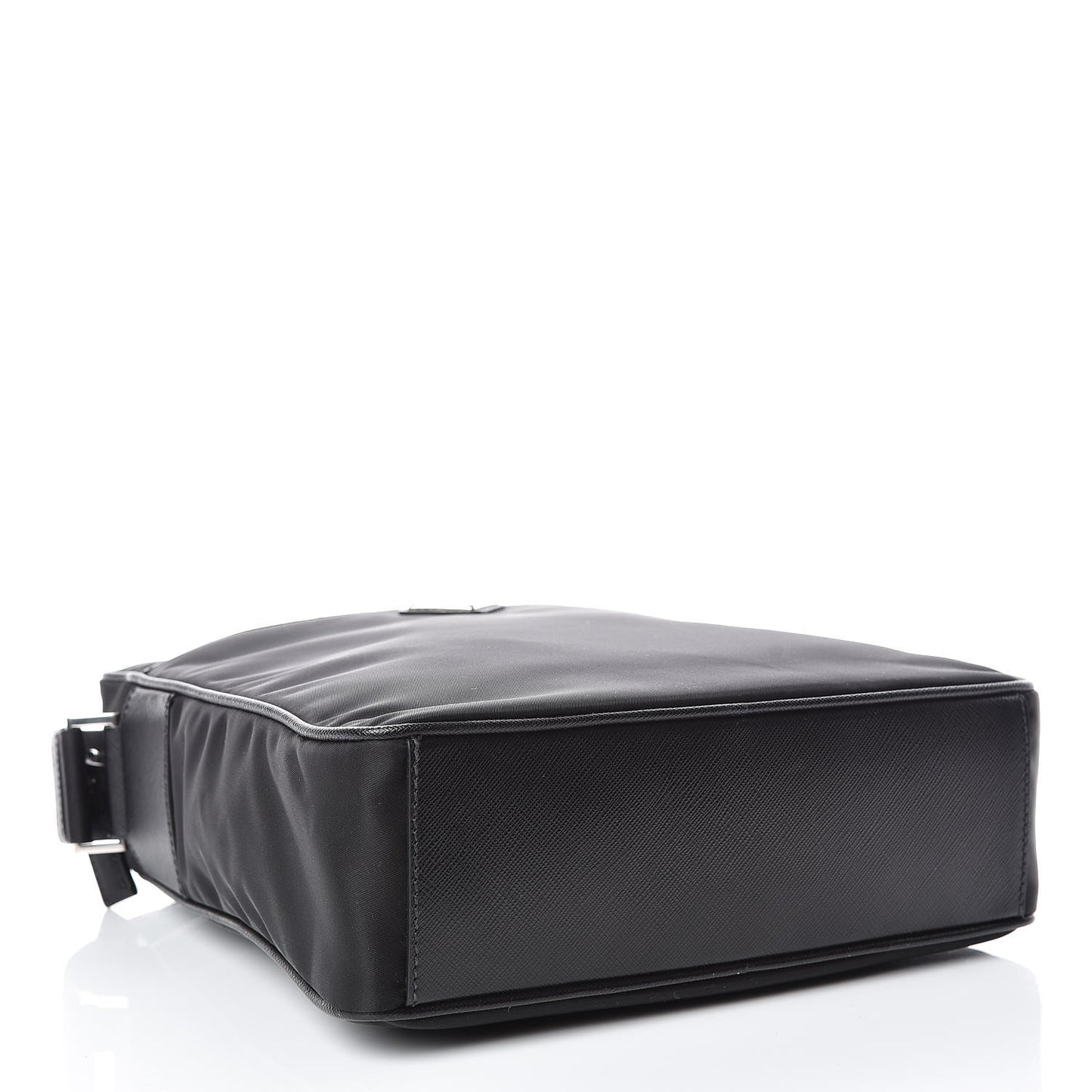 Nylon Saffiano Flat Messenger Bag Black