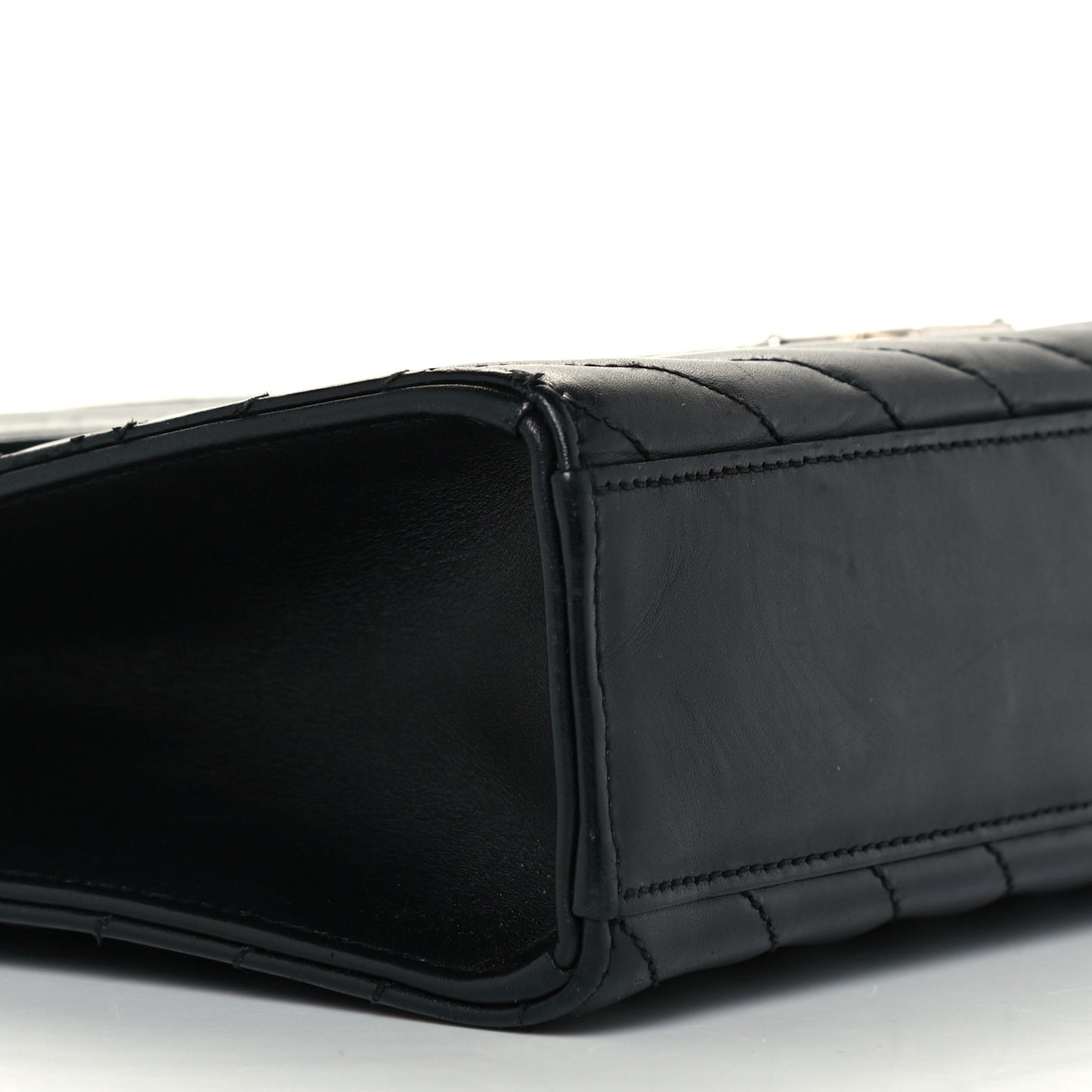 Smooth Calfskin Matelasse Chevron Large Monogram Satchel Black
