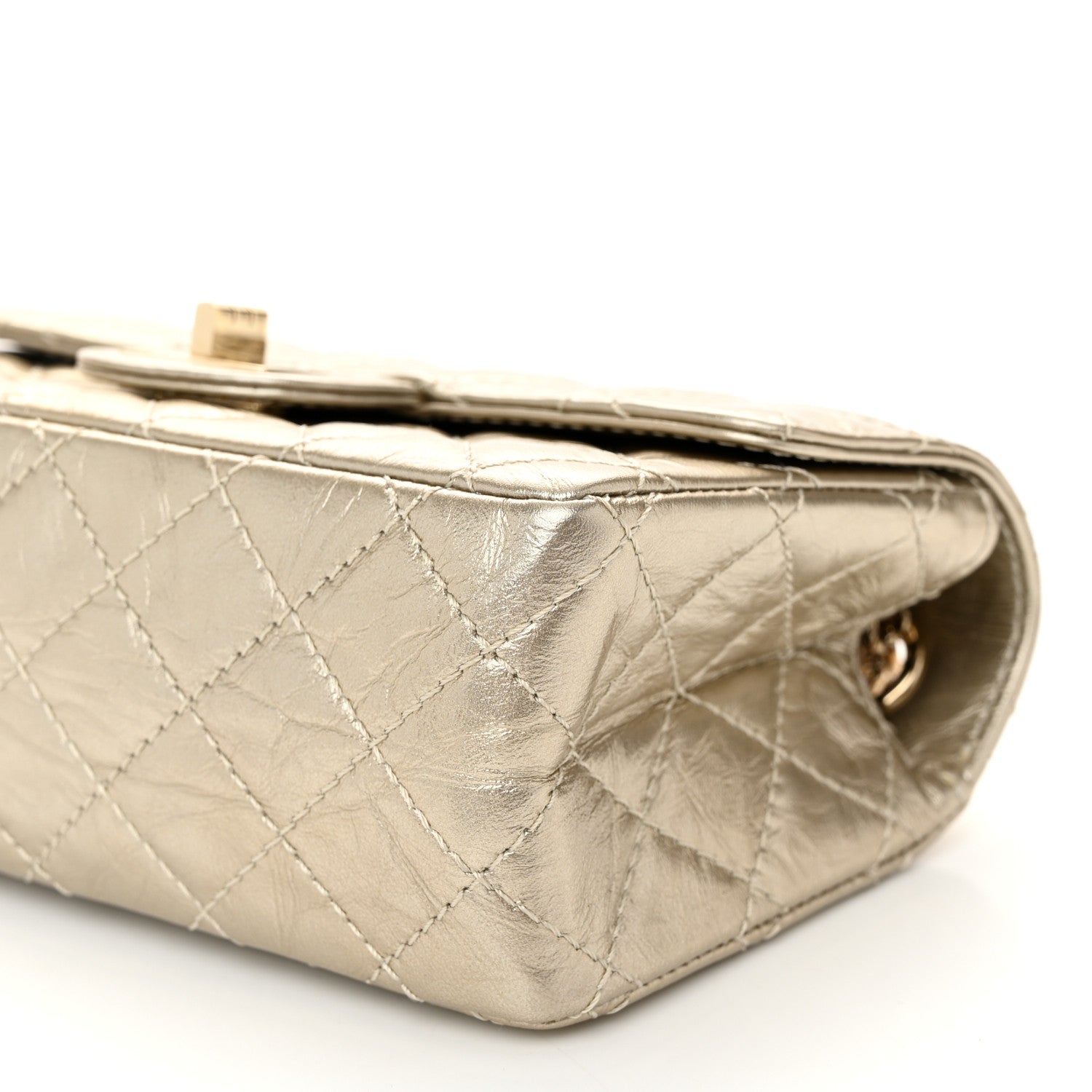 Chanel Metallic Aged Calfskin Quilted 2.55 Reissue Mini Flap Light Gold 10 of 11