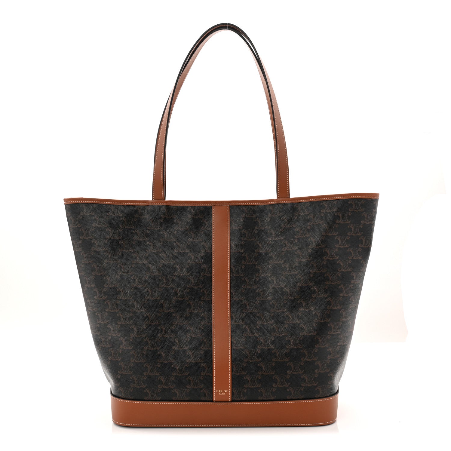 Celine Triomphe Canvas Calfskin Medium Cabas Bag Tan 1 of 10
